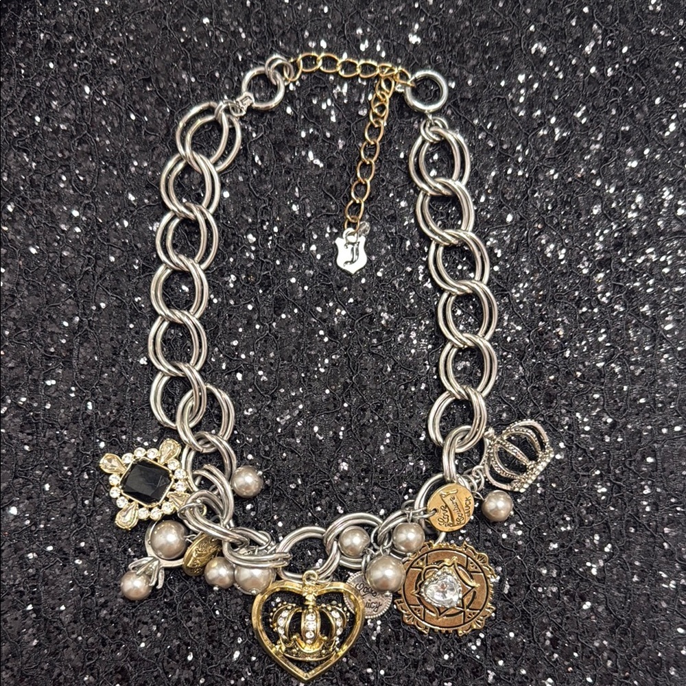 Elegant Silver and Gold Charm Necklace